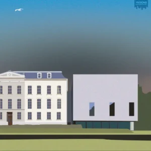 Minimalist digital Art print of the Museum Pasquart in Biel /Bienne